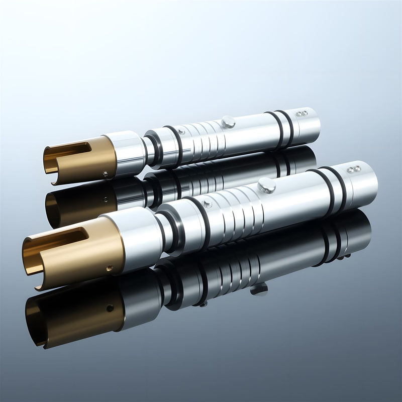 Gold & Silver Saberstaff | Double-Bladed Dueling Lightsaber