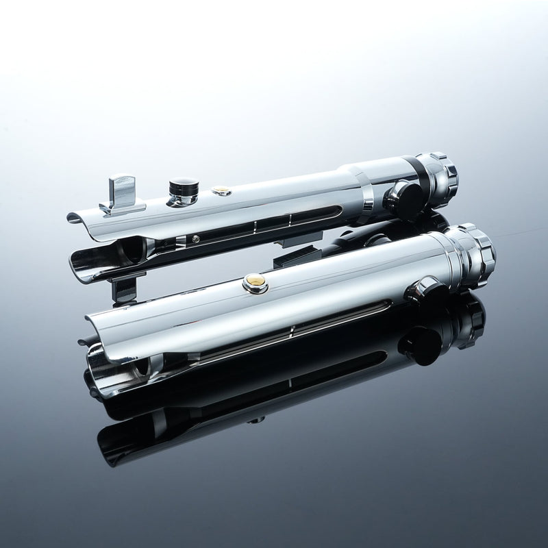 Twin White-Blade Dueling Lightsaber Set, Metal Hilt Neopixel Light Saber 2-Pack