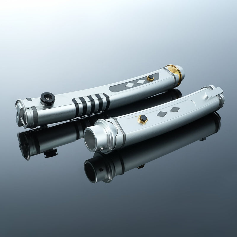 Twin White-Blade Dueling Lightsaber Set, Metal Hilt Neopixel Light Saber 2-Pack