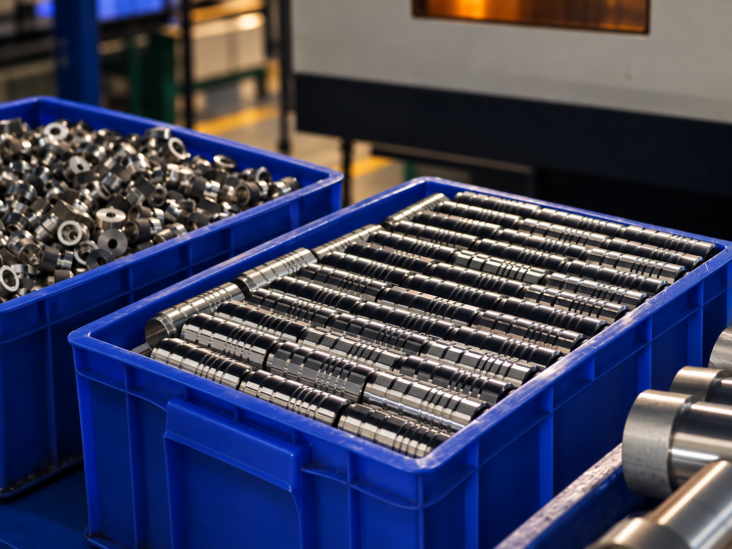 Precision metal components organized for incoming inspection