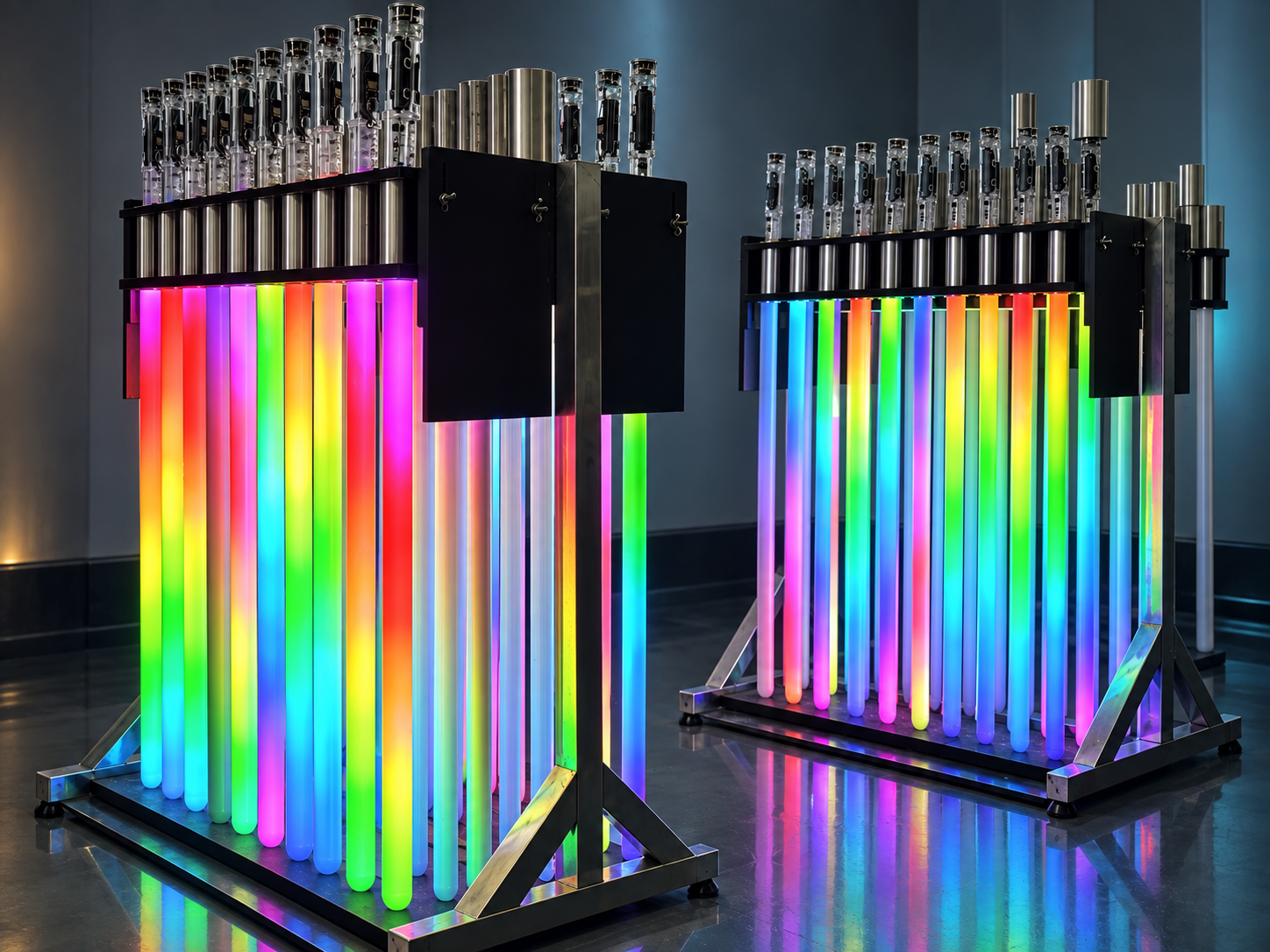 Illuminated product cores undergoing burn-in and stability testing
