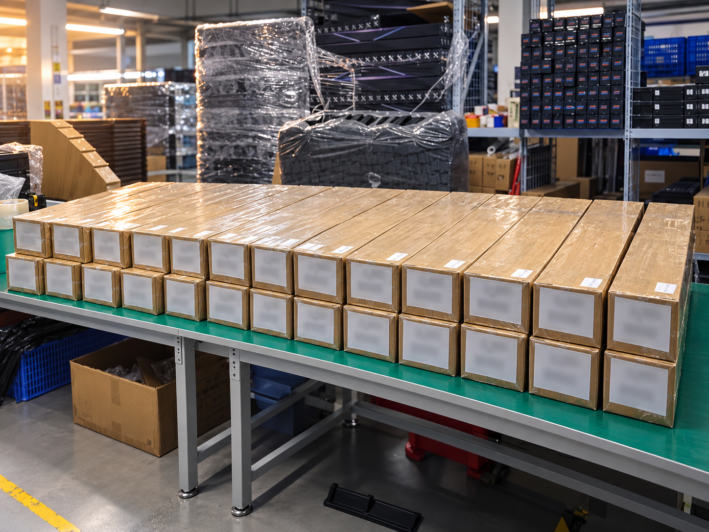 Sealed product cartons prepared for global dispatch